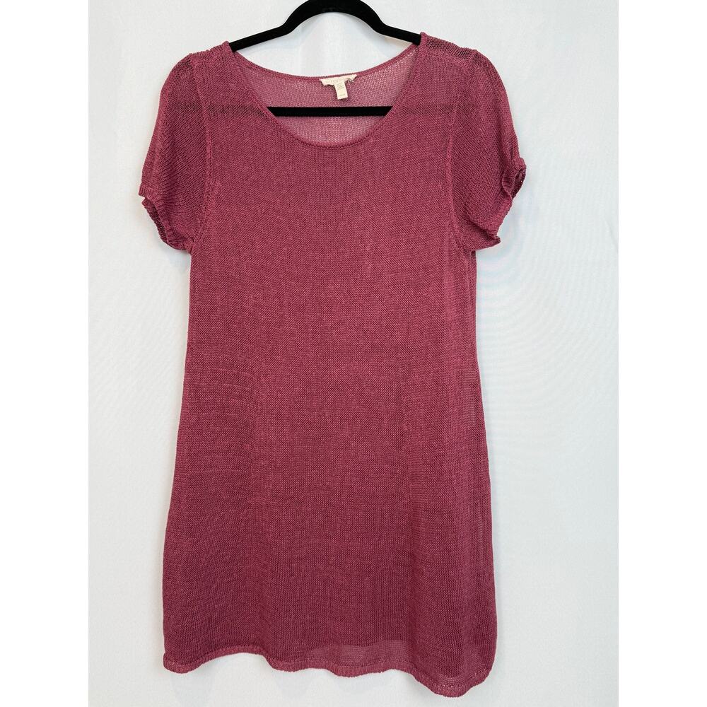 Eileen Fisher Organic Linen Knit Sweater Dress Dusty Rose Size M